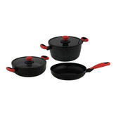Leggno Colorgy Diamond Pro Kırmızı 5 Parça Tencere ve Tava Seti