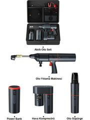 iTing Araç Otomobil Akıllı Set Araç Yıkama Araç İçi Süpürge Araç Lastik Şişirme Akü Takviye Seti