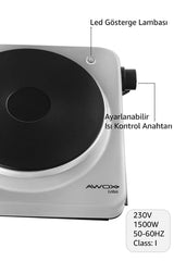 Awox Lotus Gri Tekli Elektrikli Set Üstü Ocak