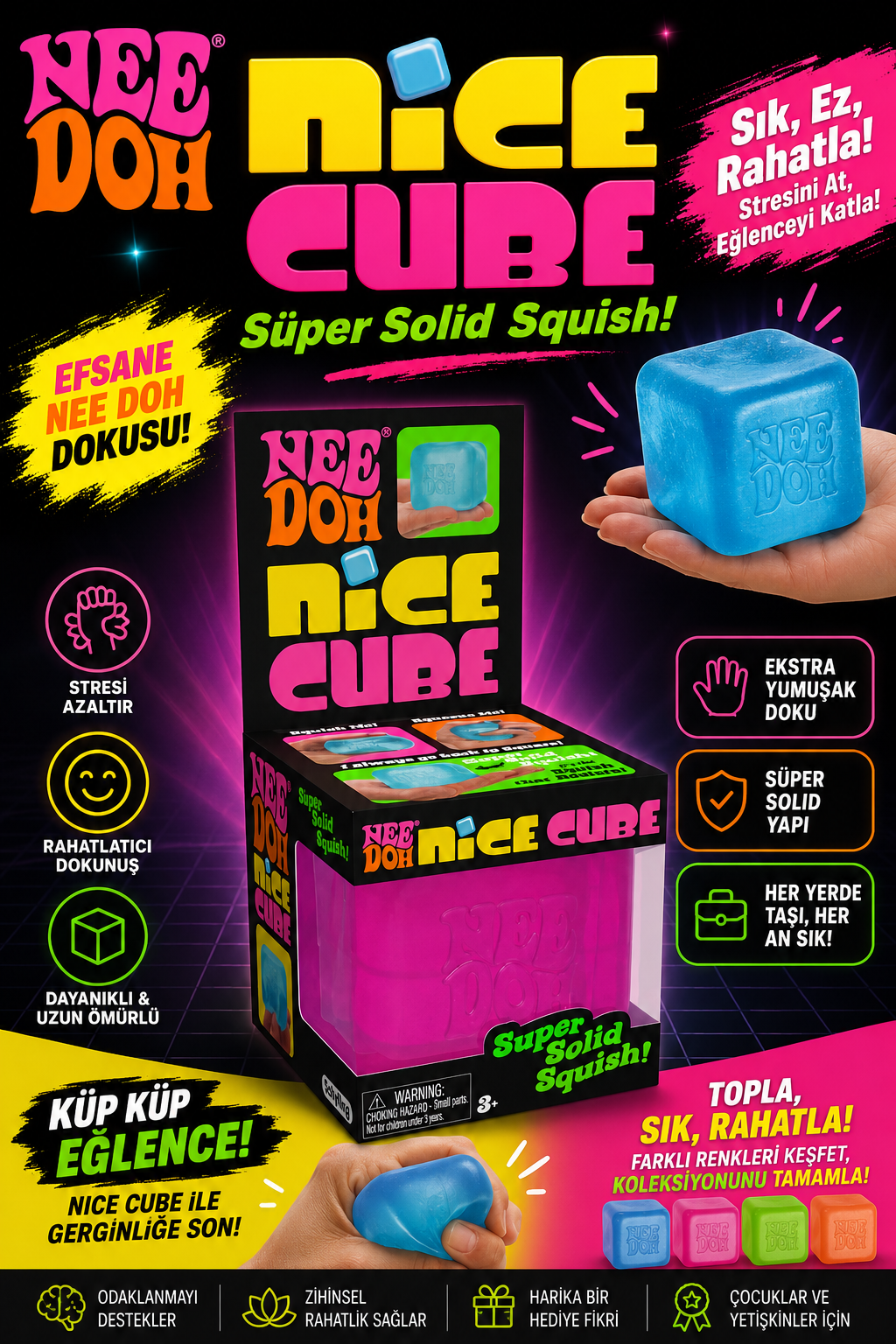 Süper Yumuşak Pembe Kare Squish Oyuncak – Stres Giderici Rahatlatıcı Oyuncak