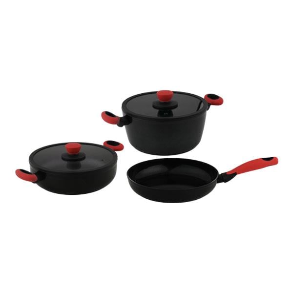 Leggno Colorgy Diamond Pro Kırmızı 5 Parça Tencere ve Tava Seti