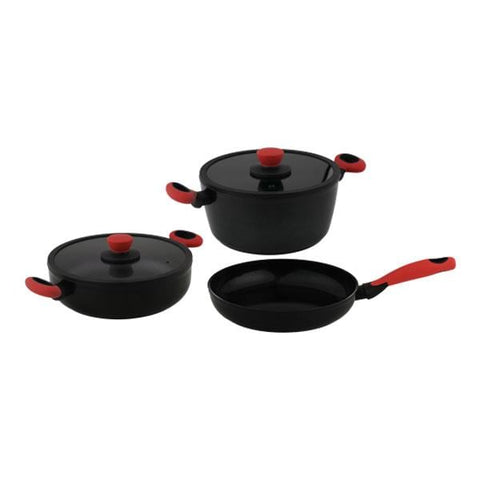 Leggno Colorgy Diamond Pro Kırmızı 5 Parça Tencere ve Tava Seti