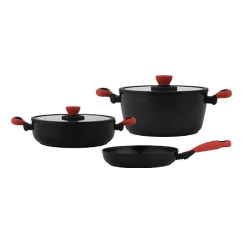Leggno Colorgy Diamond Pro Kırmızı 5 Parça Tencere ve Tava Seti