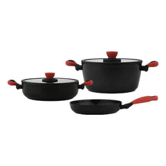 Leggno Colorgy Diamond Pro Kırmızı 5 Parça Tencere ve Tava Seti