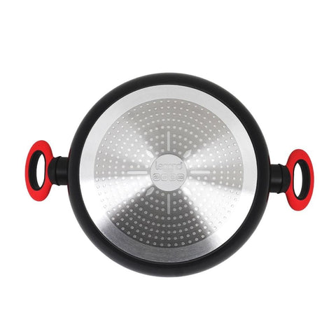 Leggno Colorgy Diamond Pro Sığ Pilav Tenceresi 24 cm Kırmızı Kulp