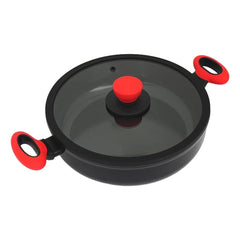 Leggno Colorgy Diamond Pro Sığ Pilav Tenceresi 24 cm Kırmızı Kulp